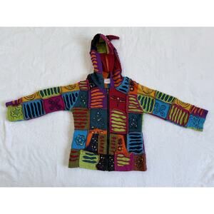 Gypsy Rose Colorful Patchwork Kids Zip Up READ